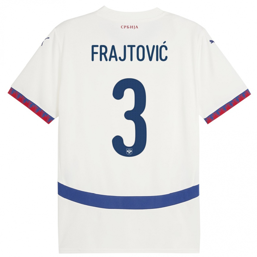 Kids Football Serbia Andela Frajtovic #3 White Away Jersey 24-26 T-Shirt Canada