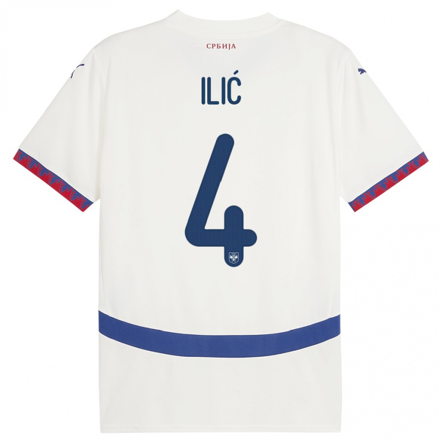 Kids Football Serbia Marija Ilic #4 White Away Jersey 24-26 T-Shirt Canada