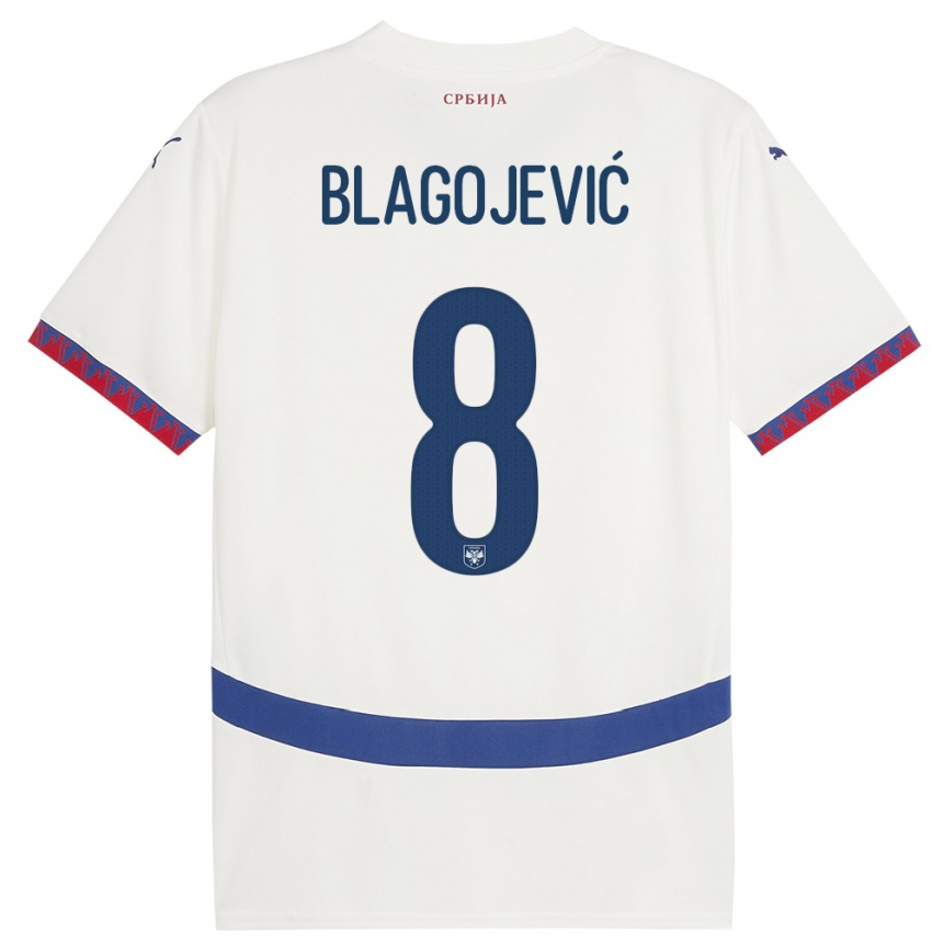 Kids Football Serbia Dina Blagojevic #8 White Away Jersey 24-26 T-Shirt Canada