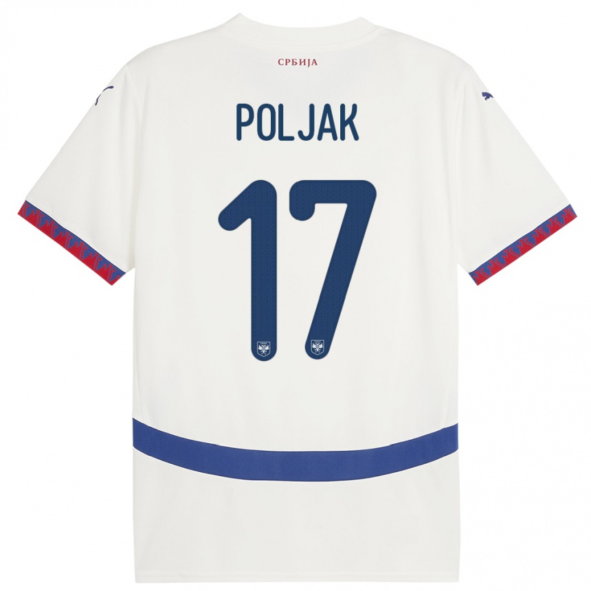 Kids Football Serbia Allegra Poljak #17 White Away Jersey 24-26 T-Shirt Canada