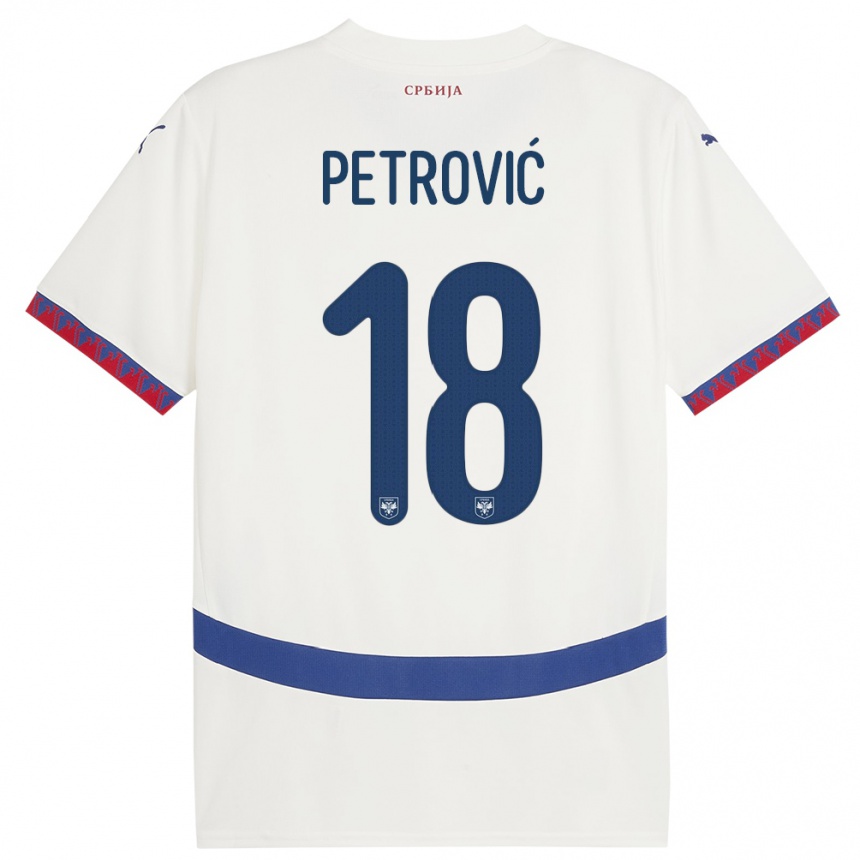 Kids Football Serbia Emilija Petrovic #18 White Away Jersey 24-26 T-Shirt Canada