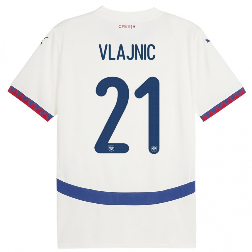 Kids Football Serbia Tyla Jay Vlajnic #21 White Away Jersey 24-26 T-Shirt Canada