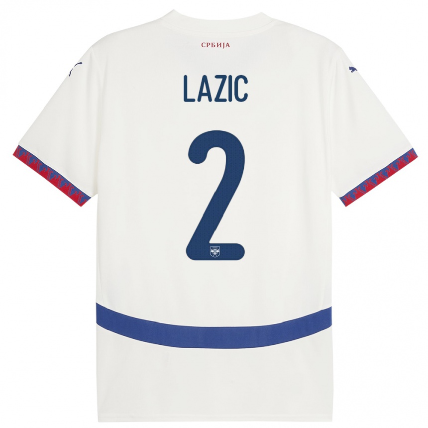 Kids Football Serbia Uros Lazic #2 White Away Jersey 24-26 T-Shirt Canada