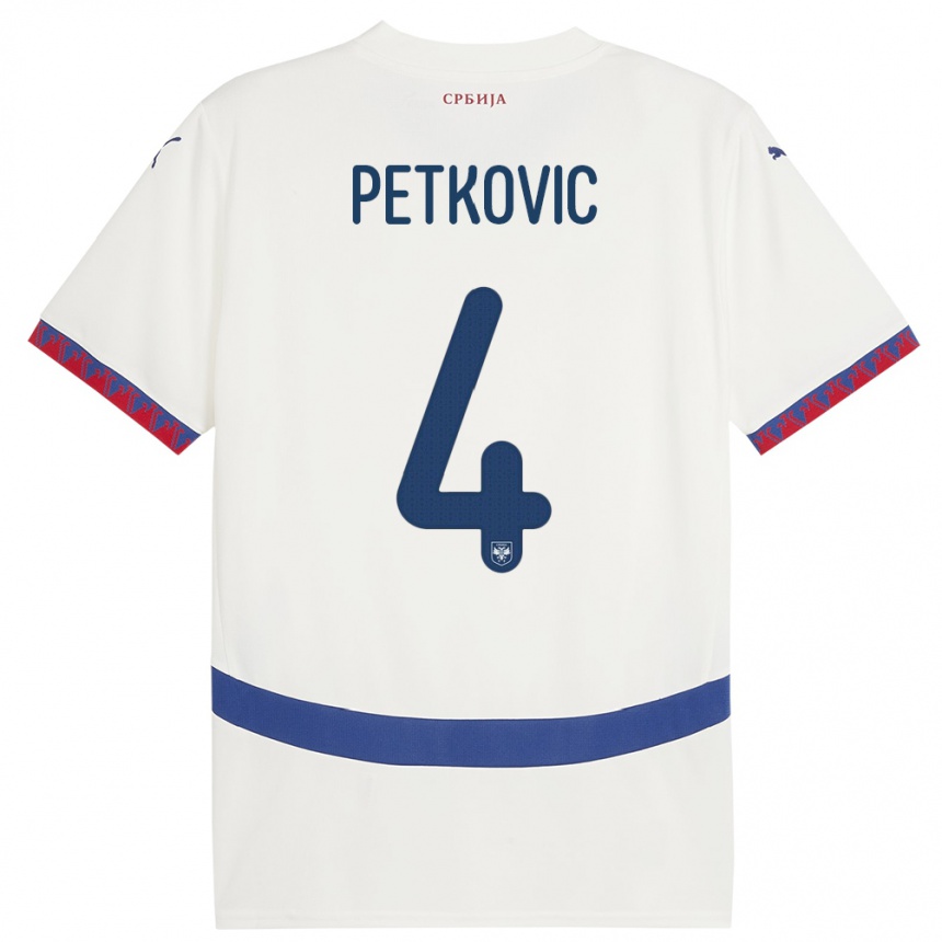 Kids Football Serbia Nikola Petkovic #4 White Away Jersey 24-26 T-Shirt Canada