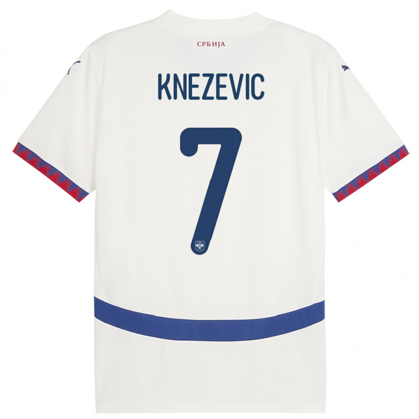 Kids Football Serbia Nikola Knezevic #7 White Away Jersey 24-26 T-Shirt Canada