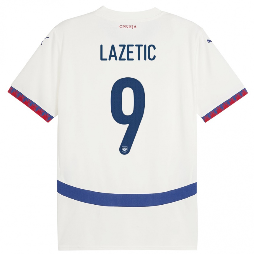 Kids Football Serbia Marko Lazetic #9 White Away Jersey 24-26 T-Shirt Canada