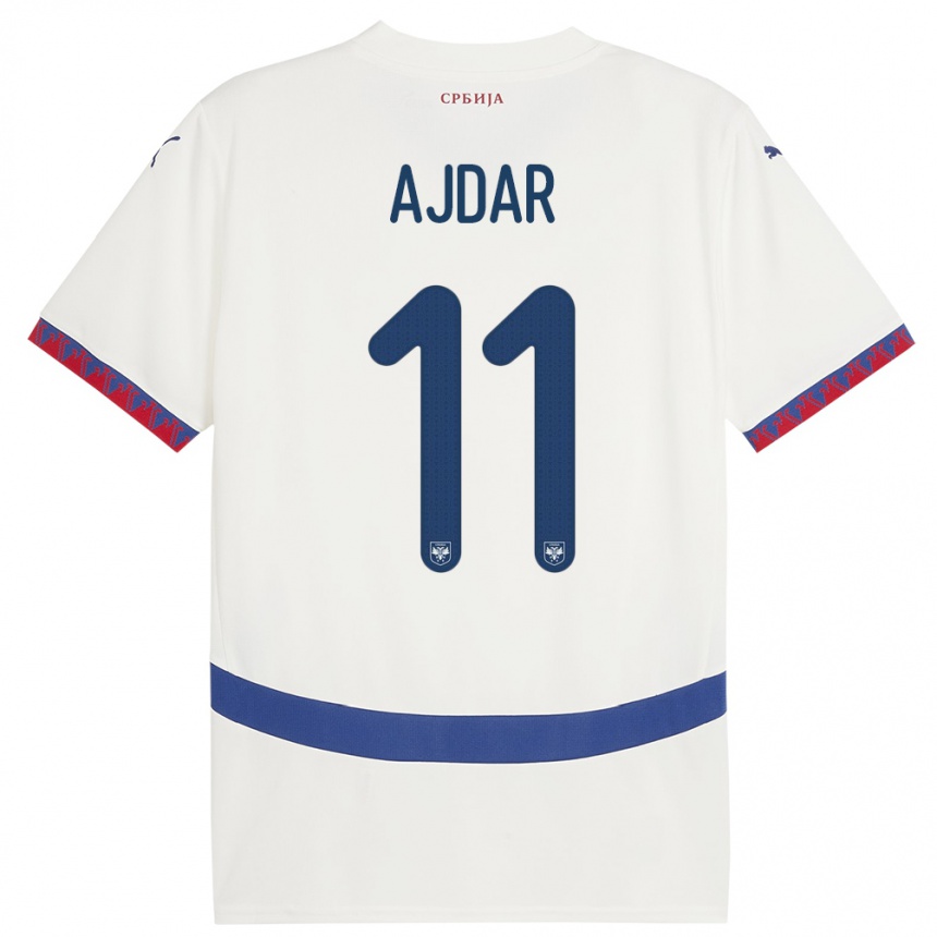 Kids Football Serbia Ognjen Ajdar #11 White Away Jersey 24-26 T-Shirt Canada