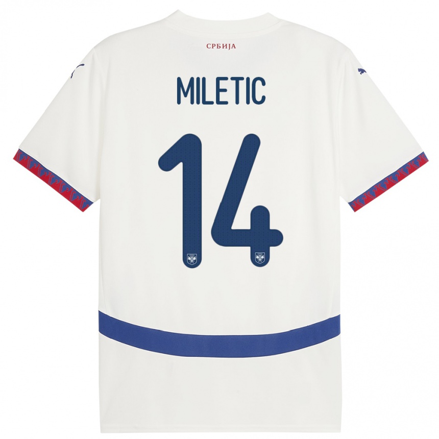 Kids Football Serbia Vladimir Miletic #14 White Away Jersey 24-26 T-Shirt Canada