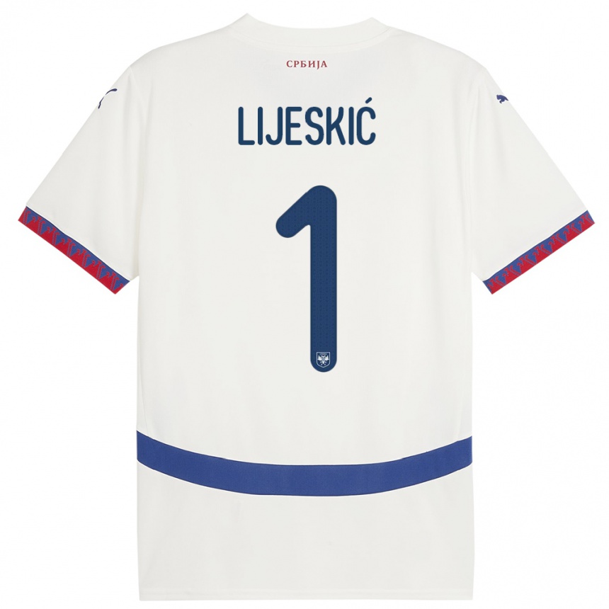 Kids Football Serbia Luka Lijeskic #1 White Away Jersey 24-26 T-Shirt Canada