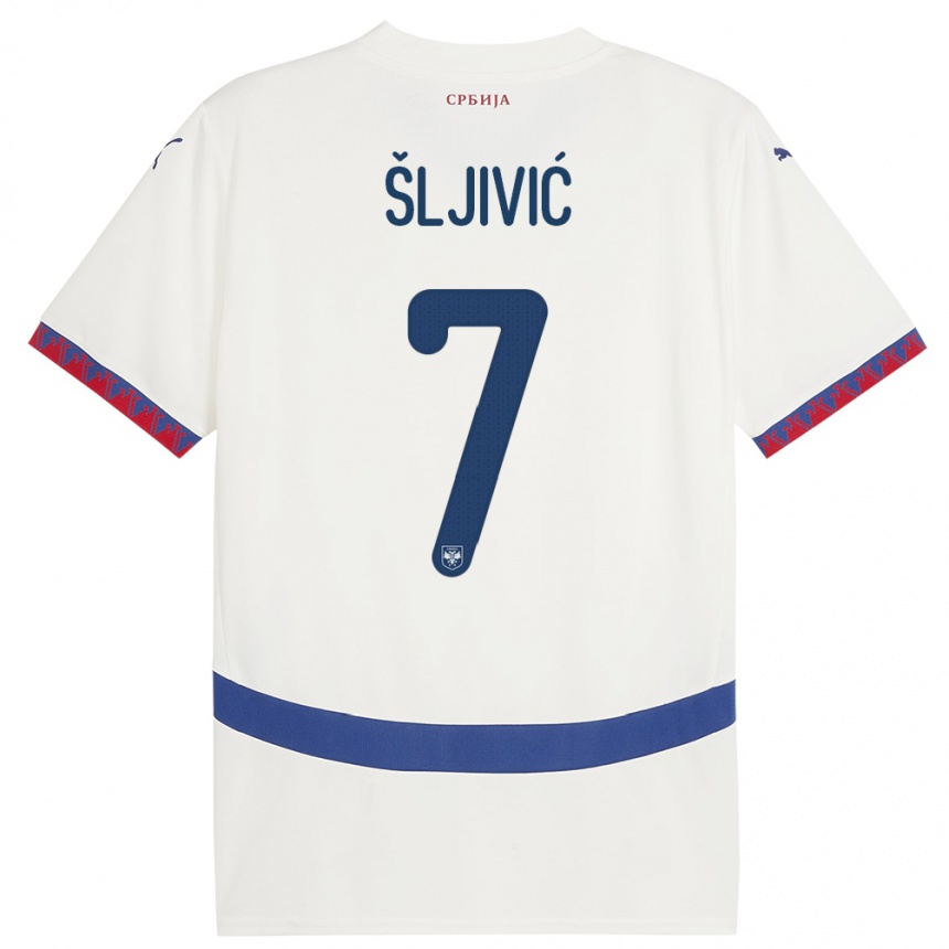 Kids Football Serbia Jovan Sljivic #7 White Away Jersey 24-26 T-Shirt Canada