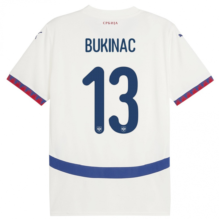 Kids Football Serbia Stefan Bukinac #13 White Away Jersey 24-26 T-Shirt Canada