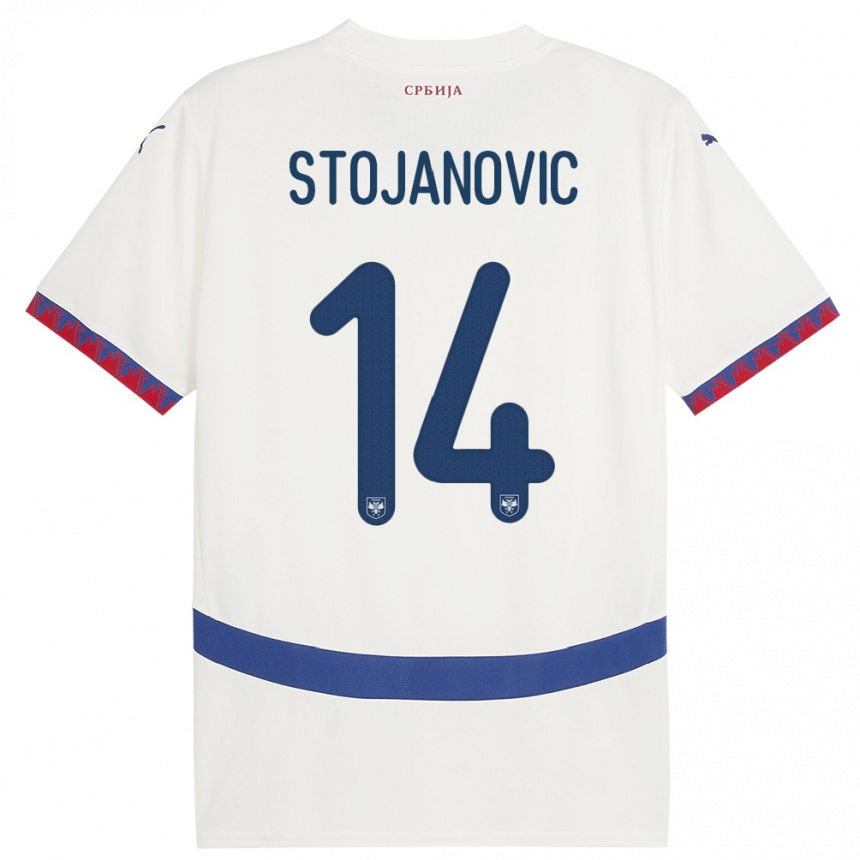 Kids Football Serbia Matija Stojanovic #14 White Away Jersey 24-26 T-Shirt Canada