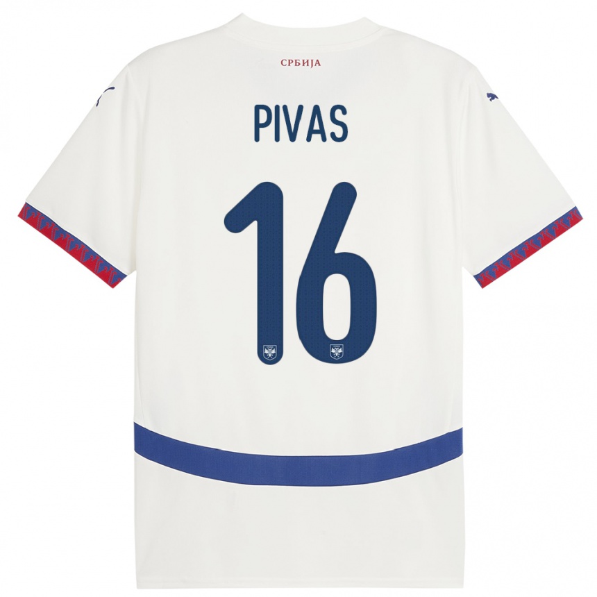 Kids Football Serbia Miodrag Pivas #16 White Away Jersey 24-26 T-Shirt Canada