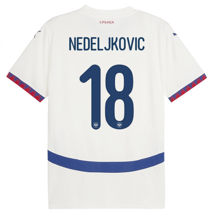 Kids Football Serbia Kosta Nedeljkovic #18 White Away Jersey 24-26 T-Shirt Canada