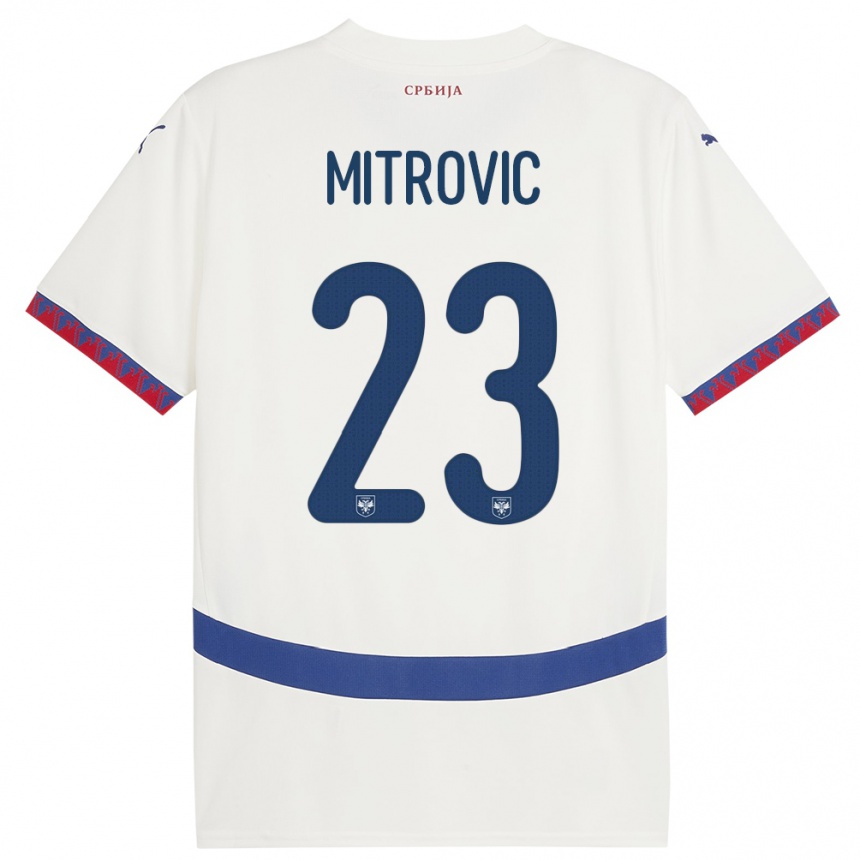 Kids Football Serbia Vuk Mitrovic #23 White Away Jersey 24-26 T-Shirt Canada