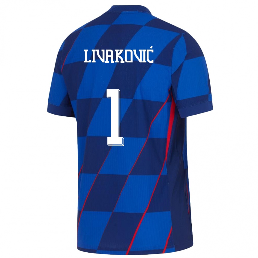 Kids Football Croatia Dominik Livakovic #1 Blue Away Jersey 24-26 T-Shirt Canada