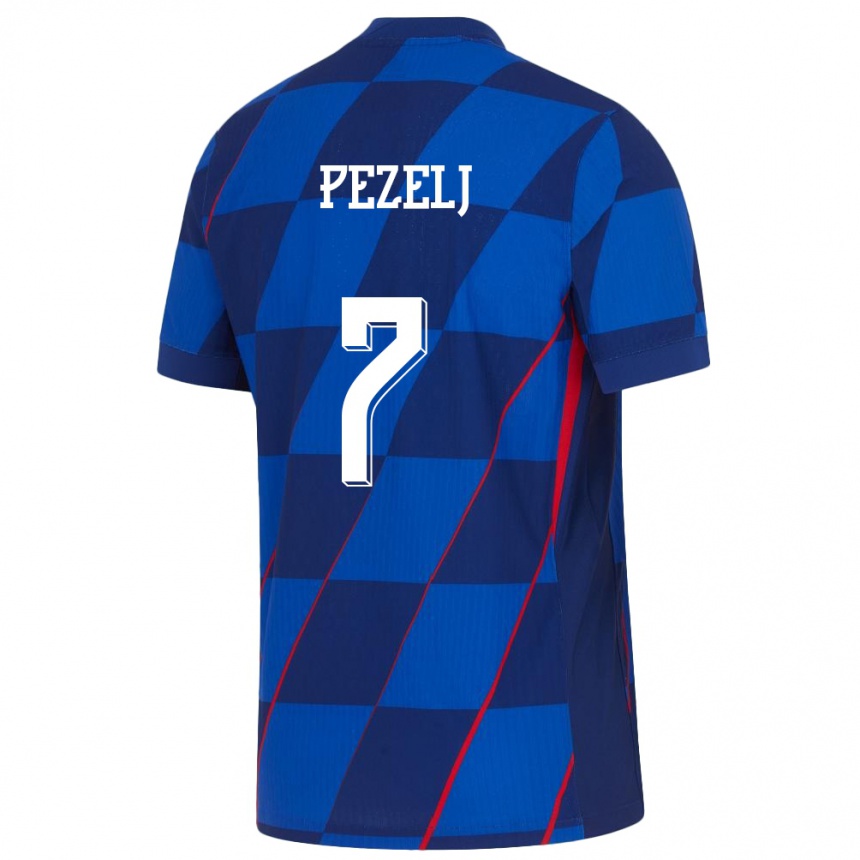 Kids Football Croatia Petra Pezelj #7 Blue Away Jersey 24-26 T-Shirt Canada