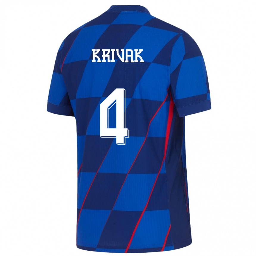 Kids Football Croatia Fabijan Krivak #4 Blue Away Jersey 24-26 T-Shirt Canada