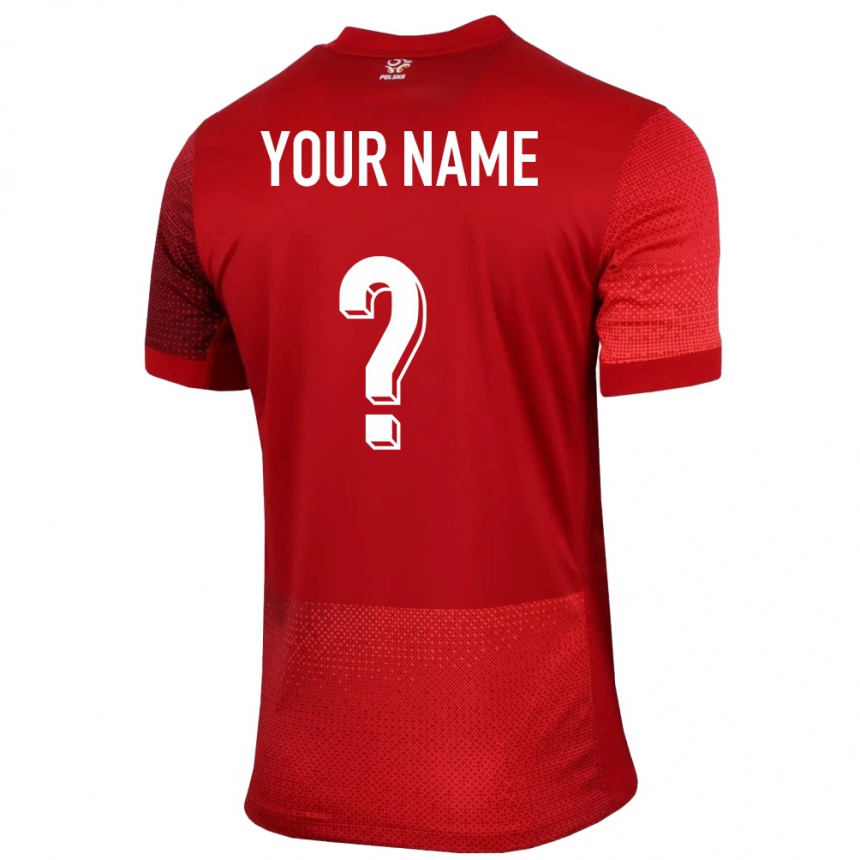 Kids Football Poland Your Name #0 Red Away Jersey 24-26 T-Shirt Canada