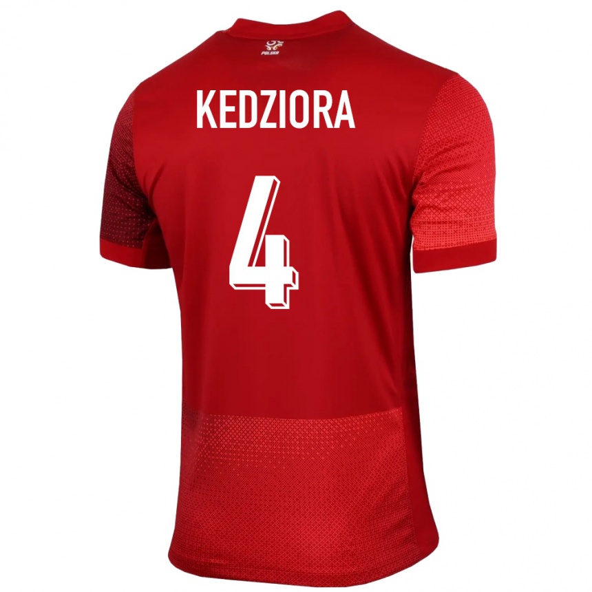 Kids Football Poland Tomasz Kedziora #4 Red Away Jersey 24-26 T-Shirt Canada