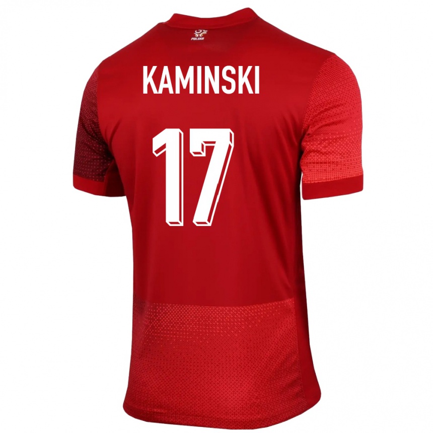 Kids Football Poland Jakub Kaminski #17 Red Away Jersey 24-26 T-Shirt Canada