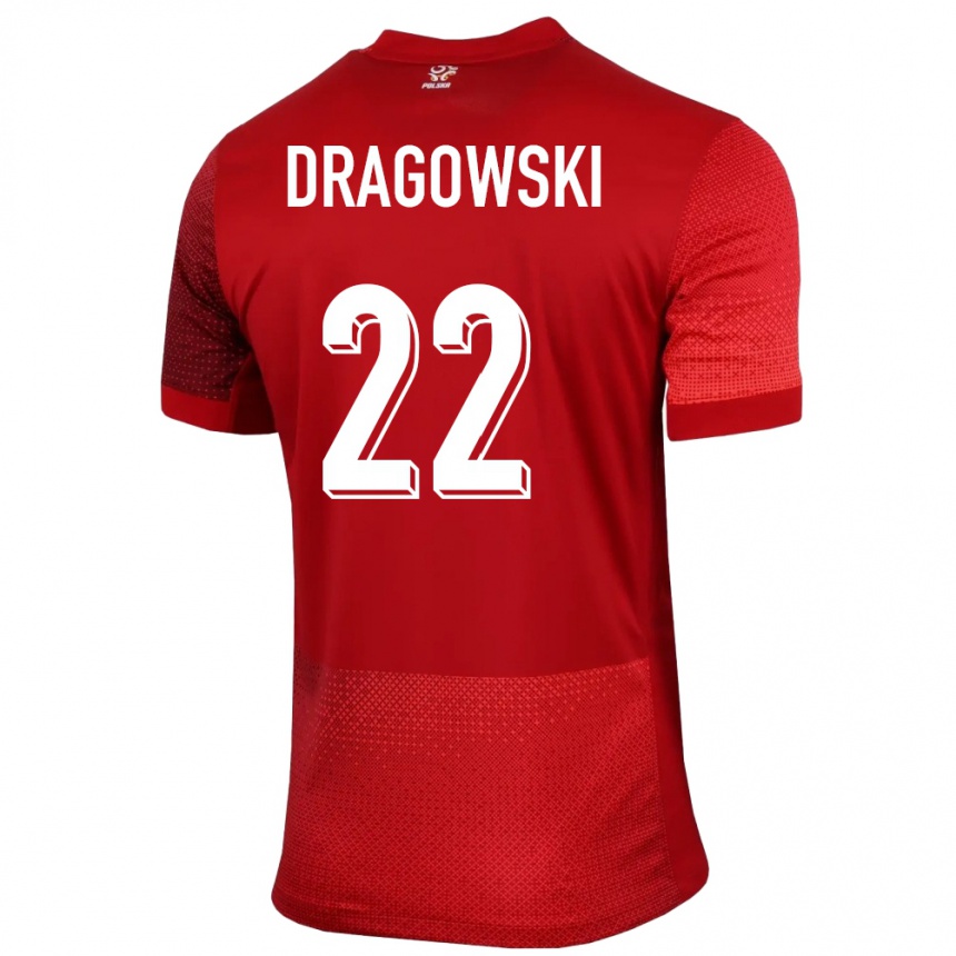 Kids Football Poland Bartlomiej Dragowski #22 Red Away Jersey 24-26 T-Shirt Canada