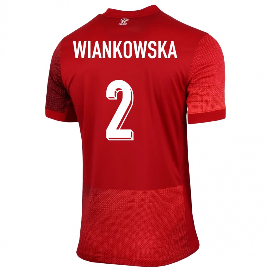 Kids Football Poland Martyna Wiankowska #2 Red Away Jersey 24-26 T-Shirt Canada