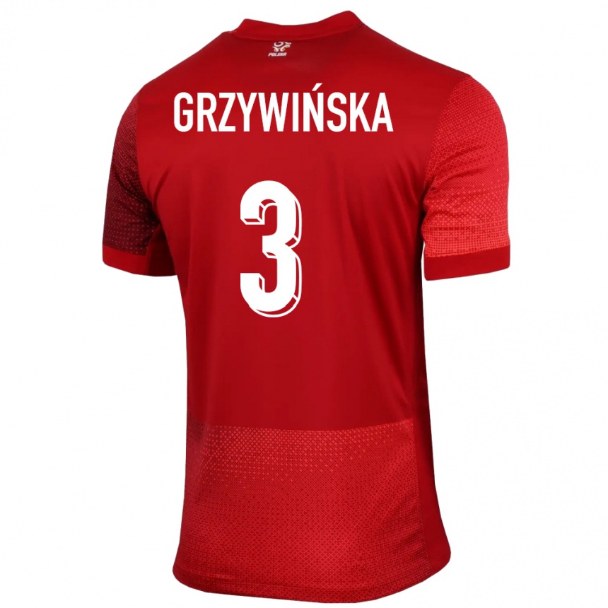 Kids Football Poland Gabriela Grzywinska #3 Red Away Jersey 24-26 T-Shirt Canada