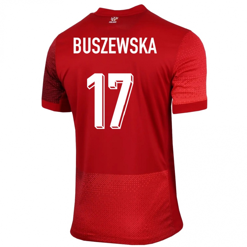 Kids Football Poland Zofia Buszewska #17 Red Away Jersey 24-26 T-Shirt Canada