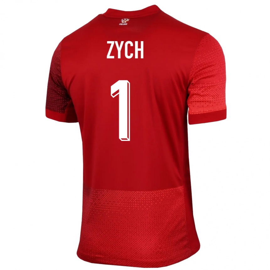 Kids Football Poland Oliwier Zych #1 Red Away Jersey 24-26 T-Shirt Canada