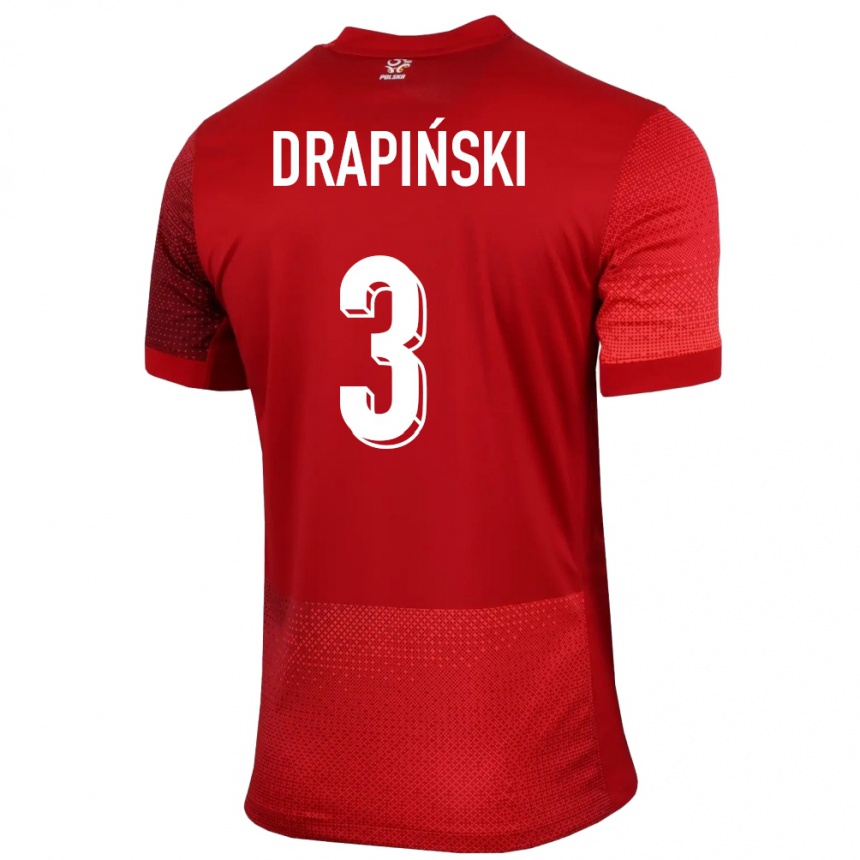 Kids Football Poland Igor Drapinski #3 Red Away Jersey 24-26 T-Shirt Canada