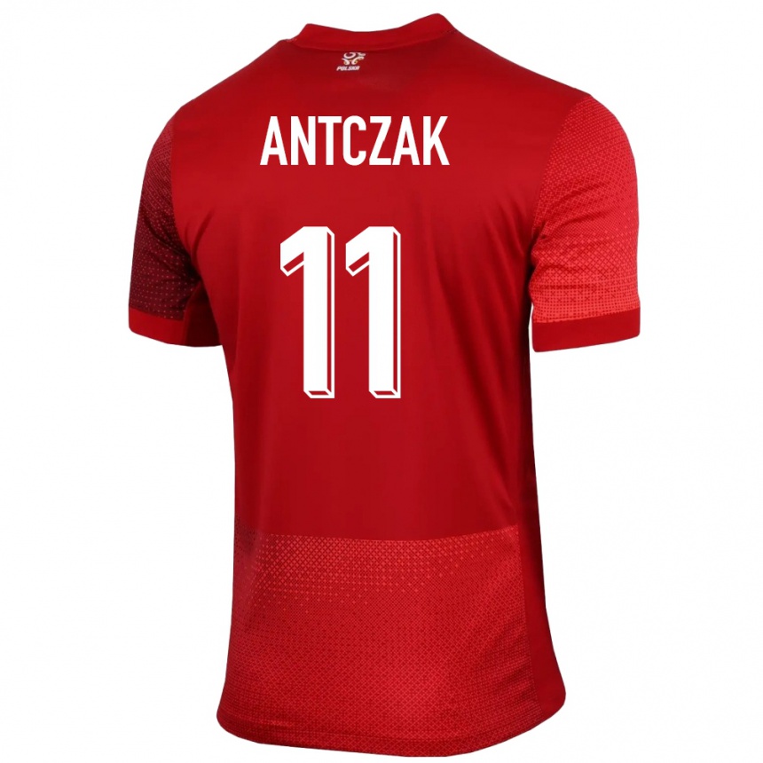 Kids Football Poland Jakub Antczak #11 Red Away Jersey 24-26 T-Shirt Canada