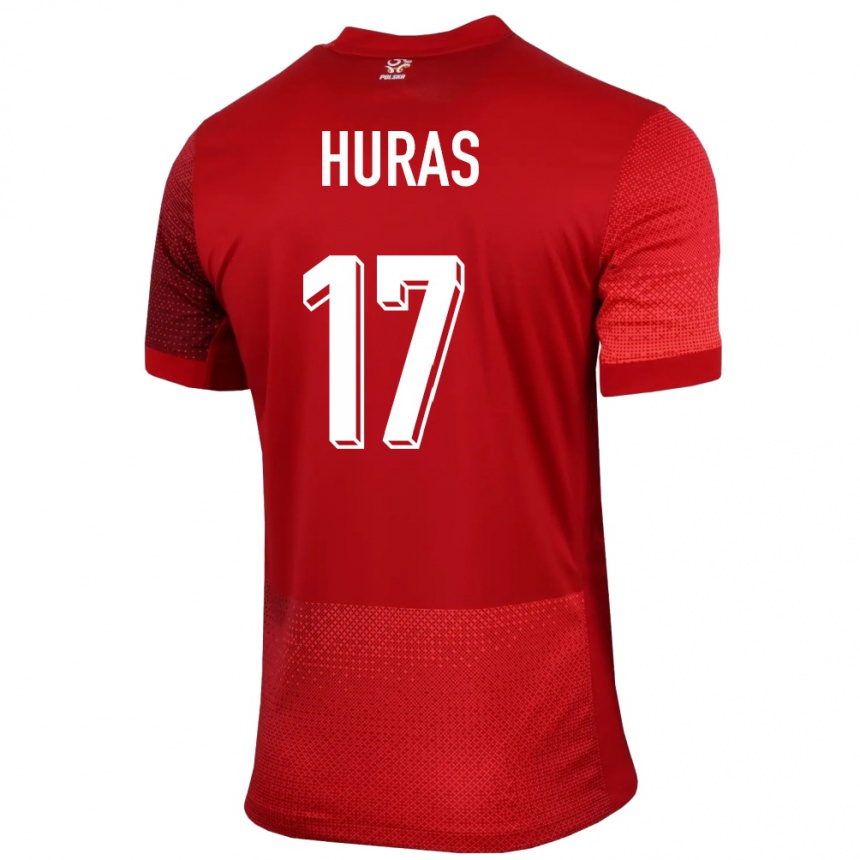 Kids Football Poland Mike Huras #17 Red Away Jersey 24-26 T-Shirt Canada