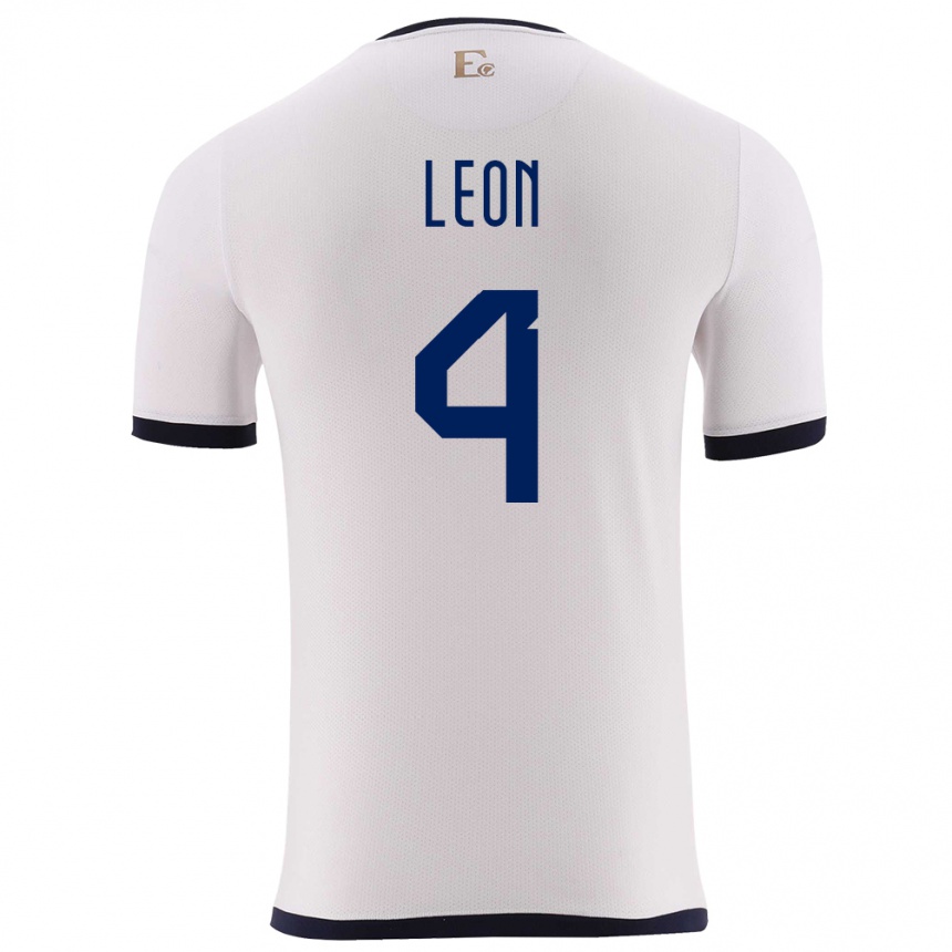 Kids Football Ecuador Fernando Leon #4 White Away Jersey 24-26 T-Shirt Canada