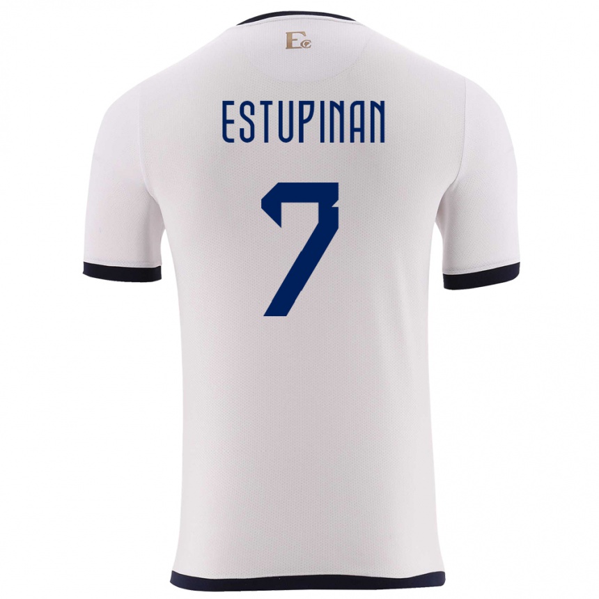 Kids Football Ecuador Pervis Estupinan #7 White Away Jersey 24-26 T-Shirt Canada