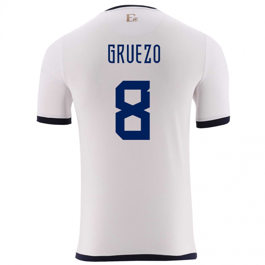 Kids Football Ecuador Carlos Gruezo #8 White Away Jersey 24-26 T-Shirt Canada