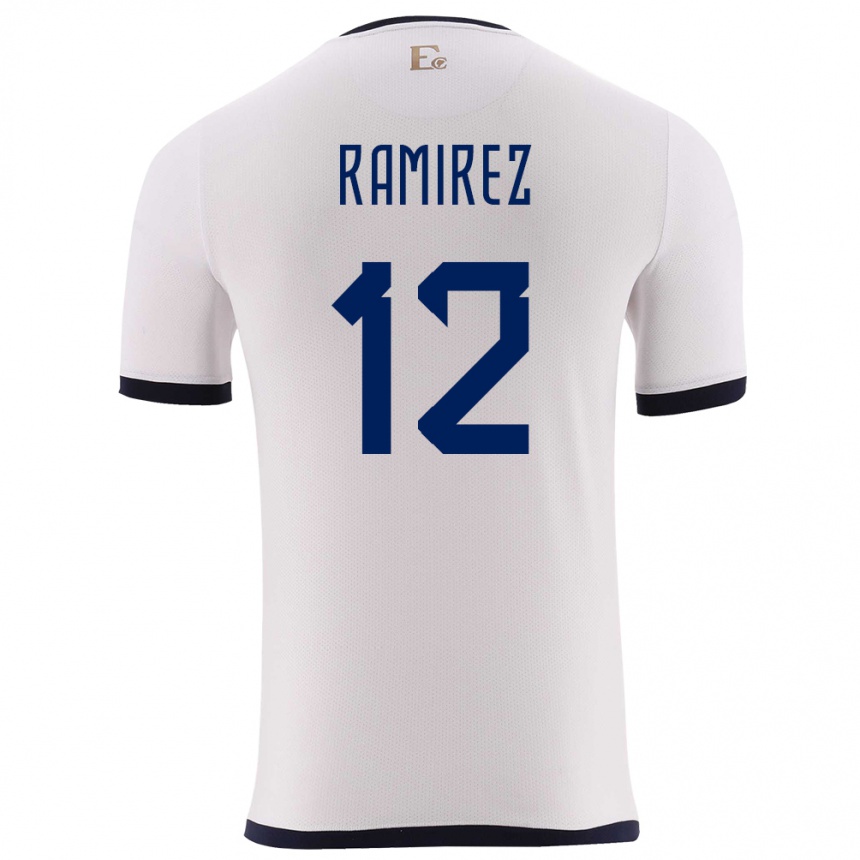 Kids Football Ecuador Moises Ramirez #12 White Away Jersey 24-26 T-Shirt Canada