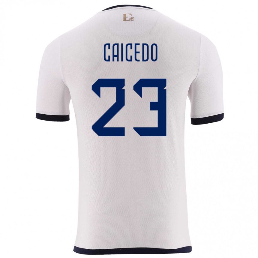 Kids Football Ecuador Moises Caicedo #23 White Away Jersey 24-26 T-Shirt Canada