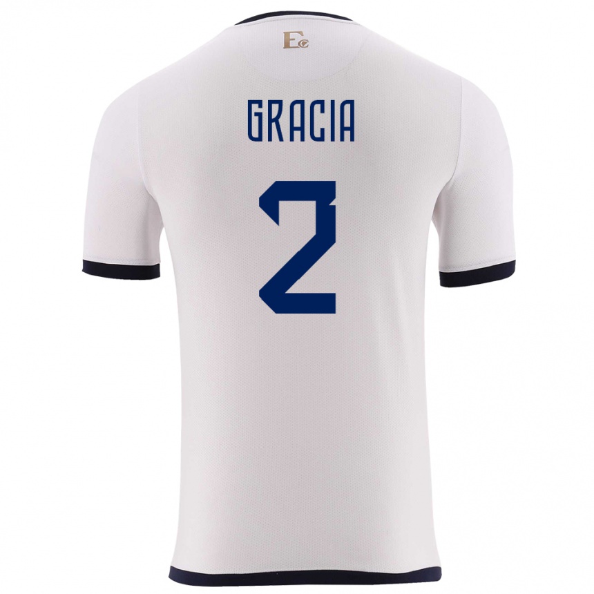 Kids Football Ecuador Ericka Gracia #2 White Away Jersey 24-26 T-Shirt Canada