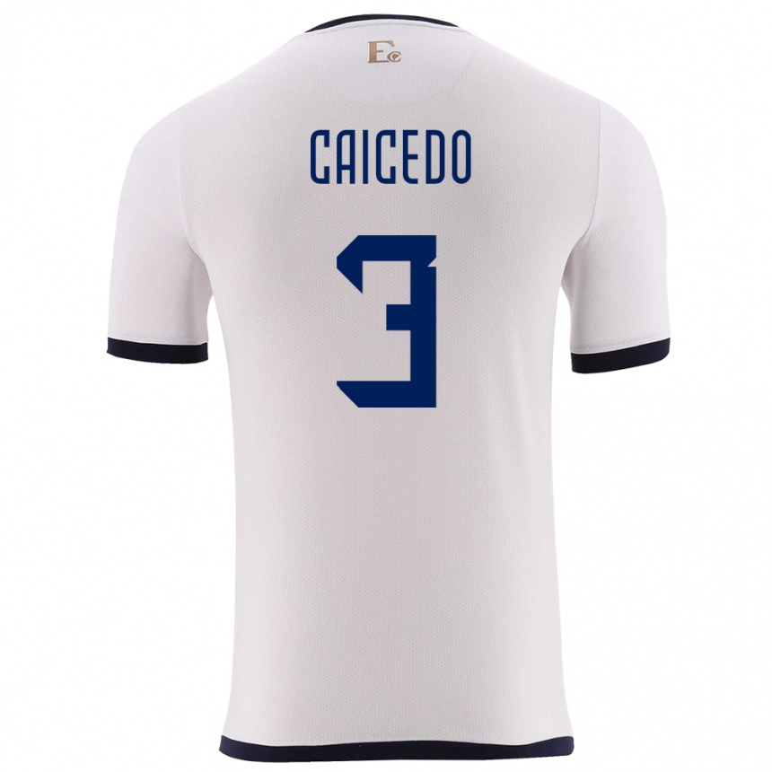 Kids Football Ecuador Jessy Caicedo #3 White Away Jersey 24-26 T-Shirt Canada