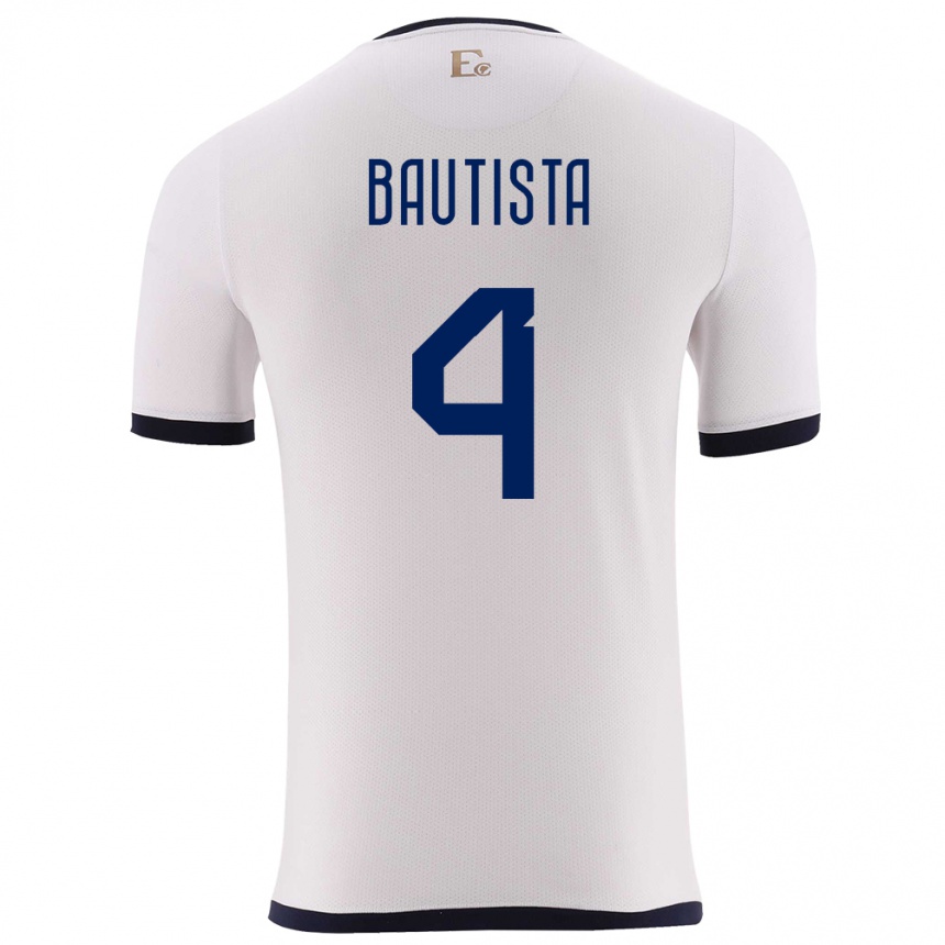 Kids Football Ecuador Davis Bautista #4 White Away Jersey 24-26 T-Shirt Canada