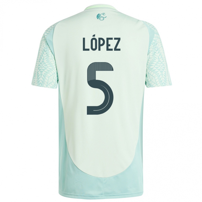 Kids Football Mexico Jimena Lopez #5 Linen Green Away Jersey 24-26 T-Shirt Canada