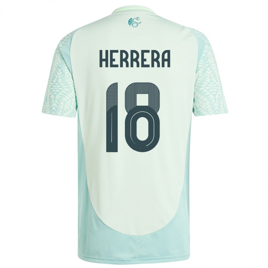 Kids Football Mexico Ozziel Herrera #18 Linen Green Away Jersey 24-26 T-Shirt Canada