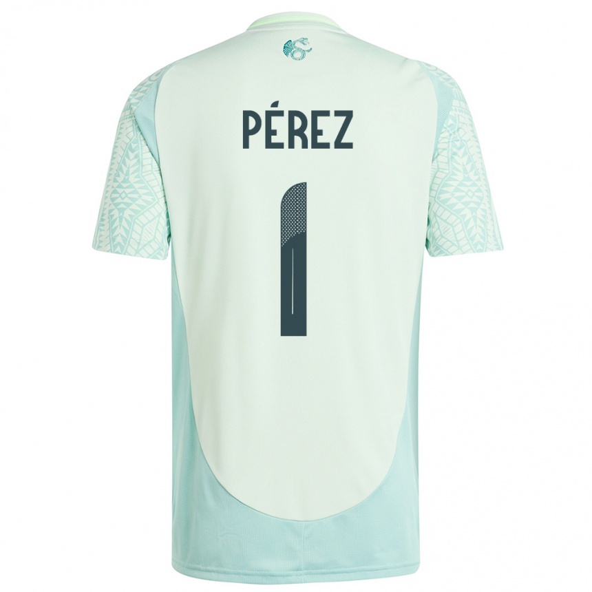 Kids Football Mexico Emiliano Perez #1 Linen Green Away Jersey 24-26 T-Shirt Canada