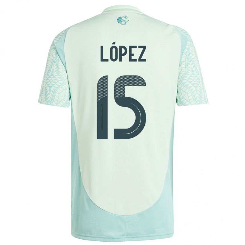 Kids Football Mexico Everardo Lopez #15 Linen Green Away Jersey 24-26 T-Shirt Canada