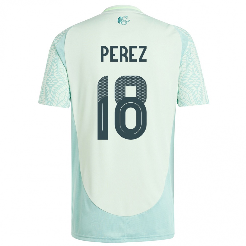 Kids Football Mexico Jonathan Perez #18 Linen Green Away Jersey 24-26 T-Shirt Canada