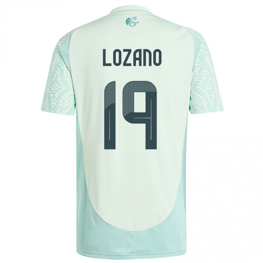 Kids Football Mexico Esteban Lozano #19 Linen Green Away Jersey 24-26 T-Shirt Canada