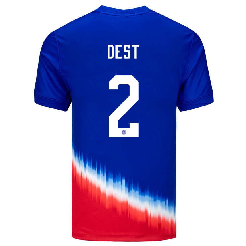 Kids Football United States Sergino Dest #2 Blue Away Jersey 24-26 T-Shirt Canada