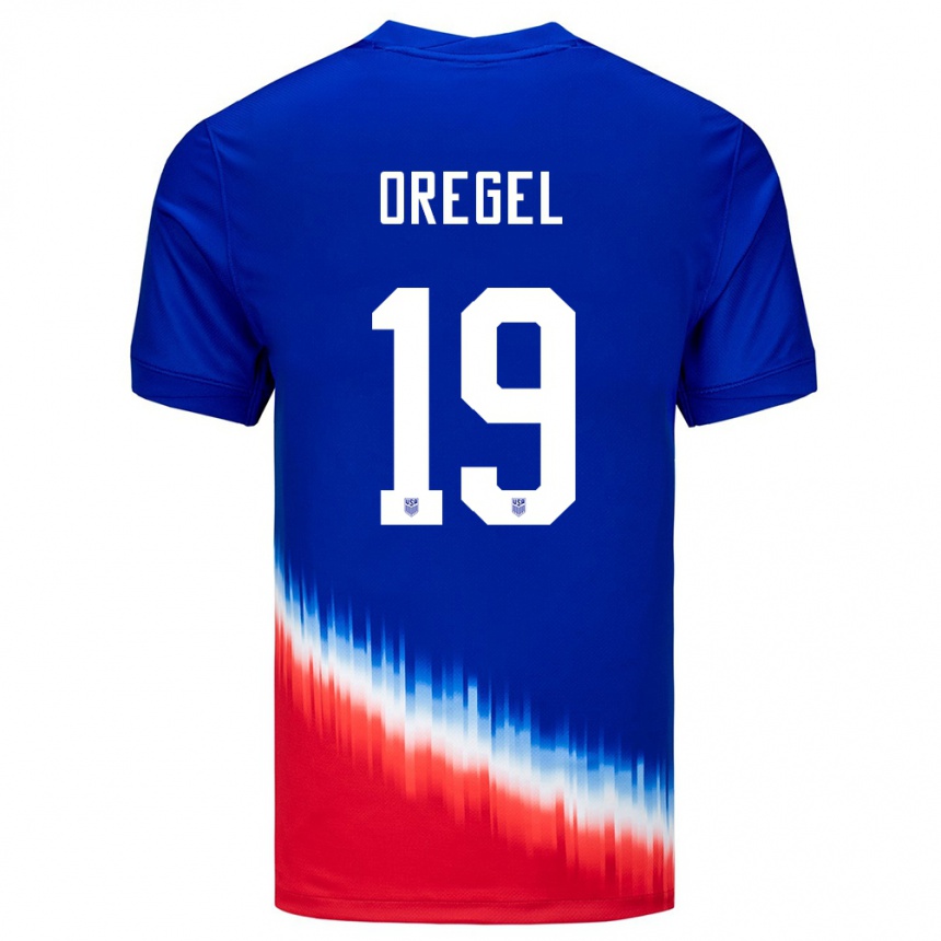 Kids Football United States Sergio Oregel #19 Blue Away Jersey 24-26 T-Shirt Canada