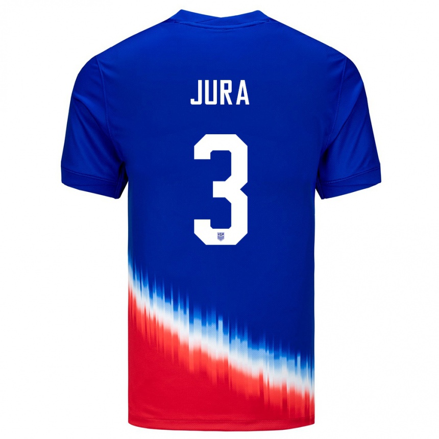 Kids Football United States Sawyer Jura #3 Blue Away Jersey 24-26 T-Shirt Canada